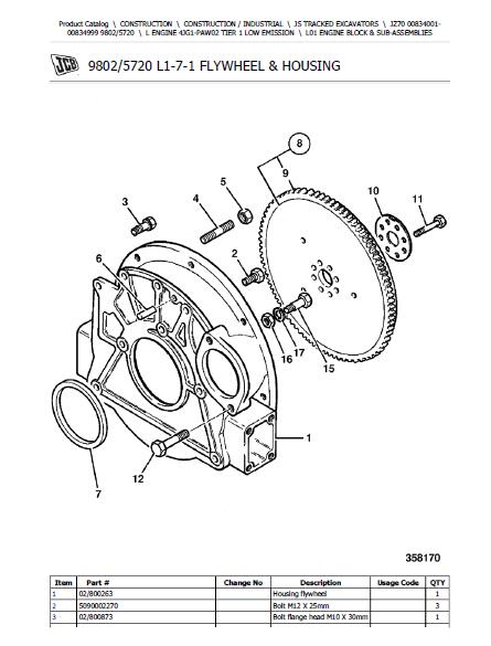 JCB JZ70 TRACKED EXCAVATOR Parts Catalogue Manual (Serial Number: 0083 ...