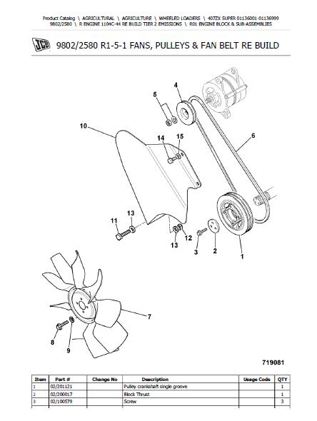 JCB 407ZX SUPER Wheeled Loader Parts Catalogue Manual (Serial Number ...
