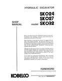 KOBELCO SK024 HYDRAULIC EXCAVATOR Service Repair Manual SN: PV02600 and up