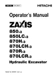 HITACHI ZAXIS 870H-3 EXCAVATOR Operator manual