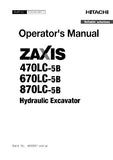 HITACHI ZAXIS 470LC-5B HYDRAULIC EXCAVATOR Operator manual