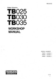 Takeuchi TB025 Compact Excavator Service Repair Manual SN：1253001