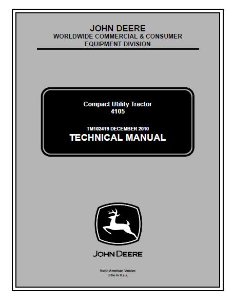 John Deere 4105 Compact Utility Tractor Service Repair Manual (tm102419)