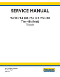 New Holland T4.90 without cab, with mechanical or Power shuttle transmission Tier 4B (final) Tractor Service Repair Manual