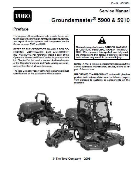 Toro Groundsmaster 5900 Service Repair Manual