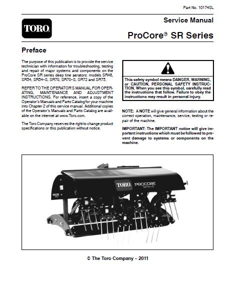 Toro ProCore SR48 Service Repair Manual
