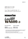 Komatsu WA600-3 Wheel Loader Service Repair Manual SN：50001 and up