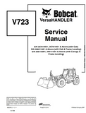 Bobcat V723 VersaHANDLER Telescopic Forklift Service Repair Manual S/N: 367810501, 367811001 AND Above (with Cab)