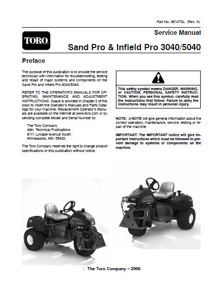 Toro Sand Pro and Infield Pro 3040 5040 Service Repair Manual