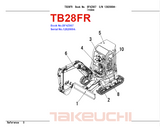 Takeuchi TB28FR Mini Excavator Parts Catalogue Manual (Serial No. 12820004 and up)