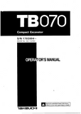 Takeuchi TB070 Compact Excavator Operator manual