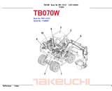 Takeuchi TB070W Compact Excavator Parts Catalogue Manual