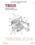 Takeuchi TB025 Compact Excavator Parts Catalogue Manual (SN: 1255001-1258249)