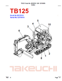 Takeuchi TB125 Compact Excavator Parts Catalogue Manual (SN: 12510009 and up)