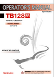 Takeuchi TB128FR Mini Excavator Operator manual (Serial No. 12830003 and up)