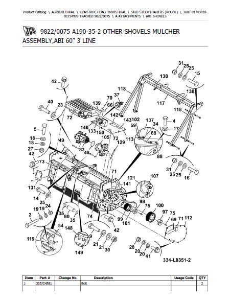 JCB 300T TRACKED Robot Parts Catalogue Manual (Serial Number : 01745010-01754999)