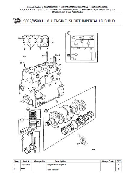 JCB 3C-2 BACKOHE LOADER Parts Catalogue Manual (Serial Number: 00306001-00336999)