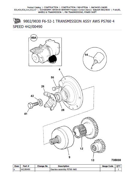 JCB 3CX 4WSSMPC Precision Control (Servo) BACKOHE LOADER Parts Catalogue Manual (Serial Number: 00938430-00959999)