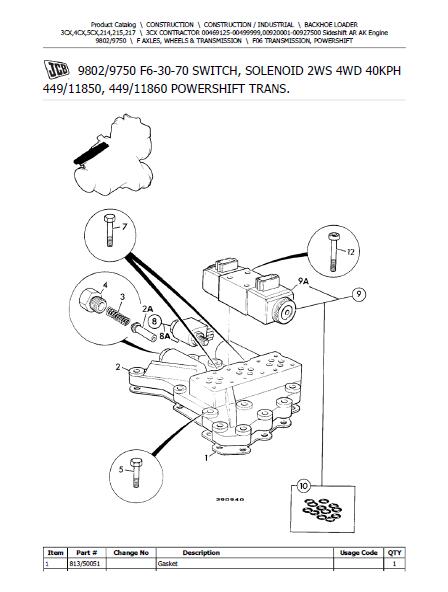 JCB 3CX BACKOHE LOADER (AR AK Engine) Parts Catalogue Manual (Serial Number: 00469125-00499999)