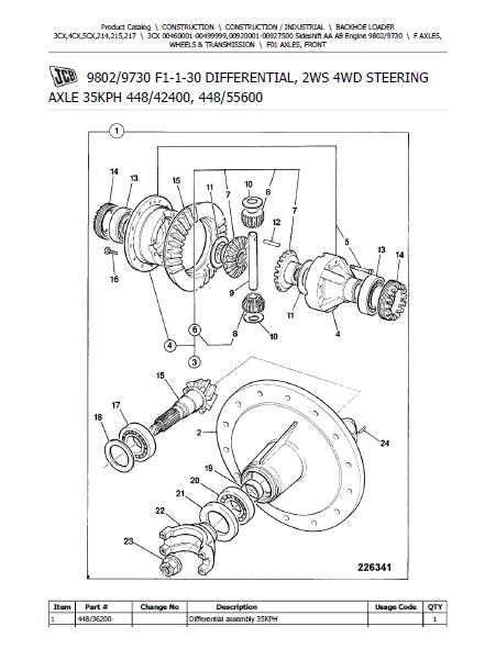 JCB 3CX BACKOHE LOADER Parts Catalogue Manual (Serial Number: 00460001-00499999)