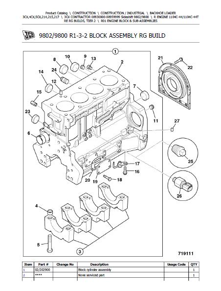 JCB 3CX BACKOHE LOADER Parts Catalogue Manual (Serial Number: 00930000-00959999)