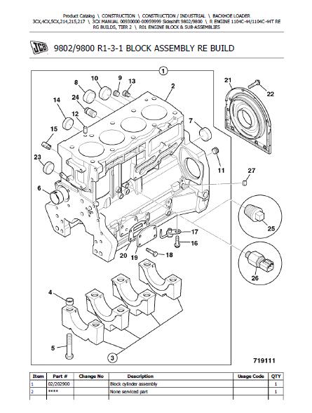 JCB 3CX MANUAL BACKOHE LOADER Parts Catalogue Manual (Serial Number: 00930000-00959999)