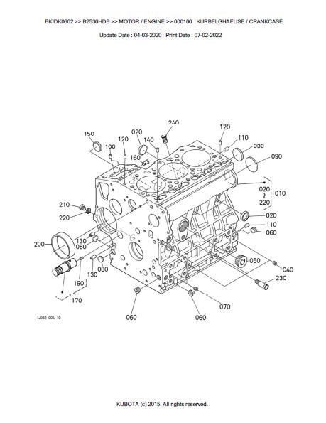 Kubota B2530HDB Tractor Parts Catalogue Manual (Publishing ID: BKIDK0602)