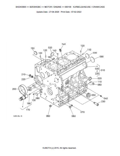 Kubota B2530HDBC Tractor Parts Catalogue Manual (Publishing ID: BKIDK0600)