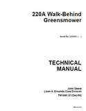 John Deere 220A Walk-Behind Greensmower Service Repair Manual (SN: 030001 and up)