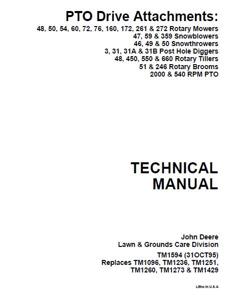 John Deere 46, 49 & 50 Snowthrowers Service Repair Manual