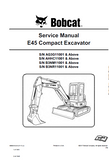 Bobcat E45 Compact Excavator Service Repair Manual (S/N AG3G11001 and Above)