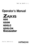 HITACHI ZAXIS 650H EXCAVATOR Operator manual