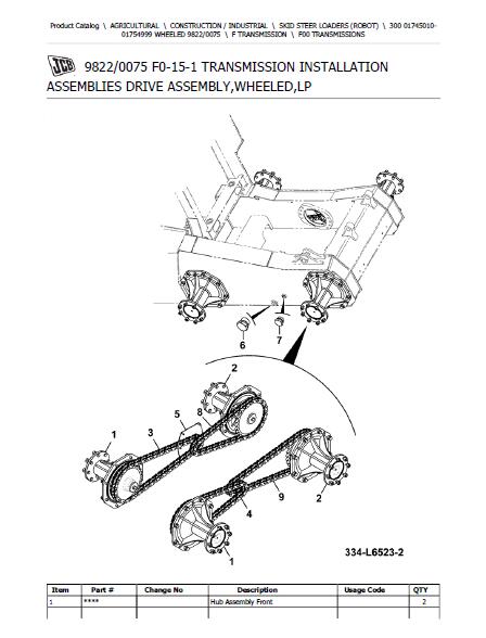 JCB 300 WHEELED Robot Parts Catalogue Manual (Serial Number: 01745010-01754999)