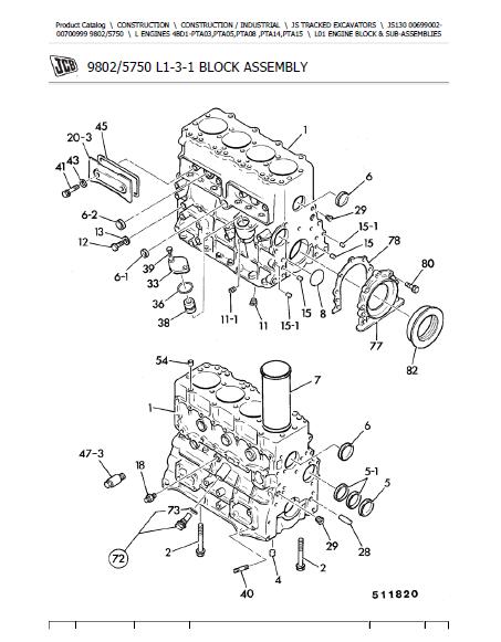 JCB JS130 TRACKED EXCAVATOR Parts Catalogue Manual (Serial Number: 006 ...