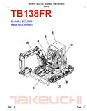 Takeuchi TB138FR Compact Excavator Parts Catalogue Manual (SN: 13810003 and up)