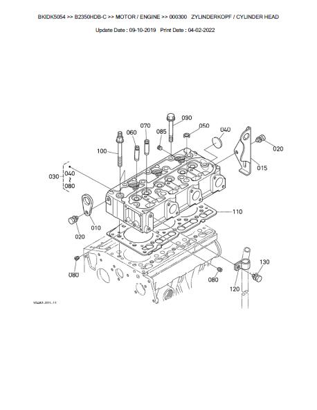 Kubota B2350HDB-C Tractor Parts Catalogue Manual (Publishing ID: BKIDK5054)
