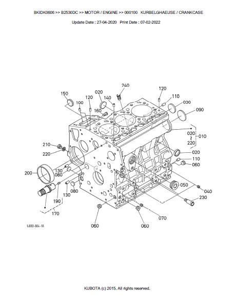 Kubota B2530DC Tractor Parts Catalogue Manual (Publishing ID: BKIDK0606)