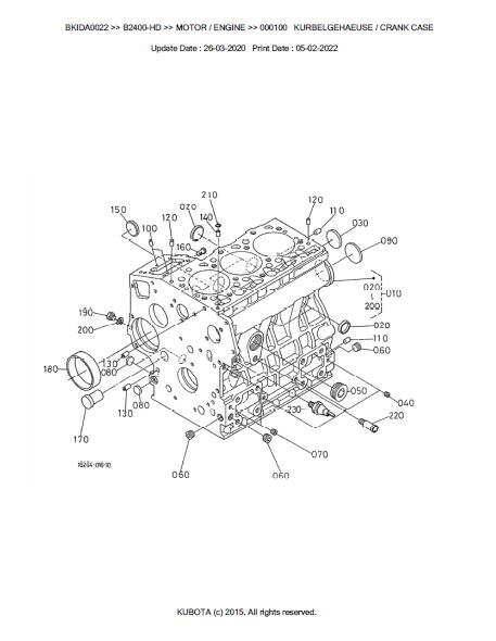 Kubota B2400HD Tractor Parts Catalogue Manual (Publishing ID: BKIDA0022)