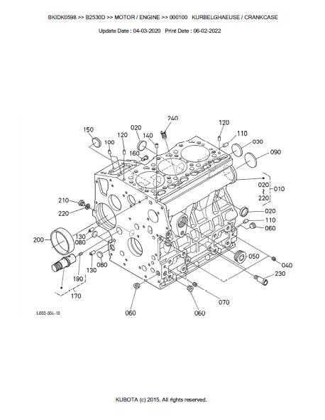 Kubota B2530D Tractor Parts Catalogue Manual (Publishing ID: BKIDK0598)