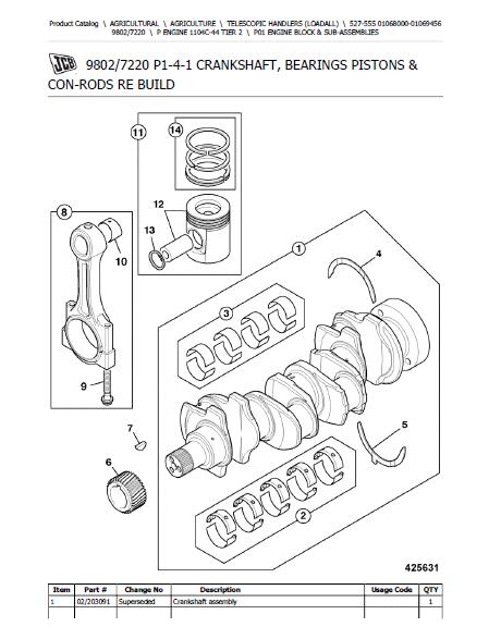 JCB 527-55S Telescopic Handlers (Loadall) Parts Catalogue Manual (Seri ...