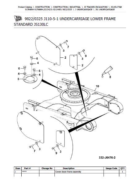 JCB JS145LC TAB TRACKED EXCAVATOR Parts Catalogue Manual (Serial Numbe ...