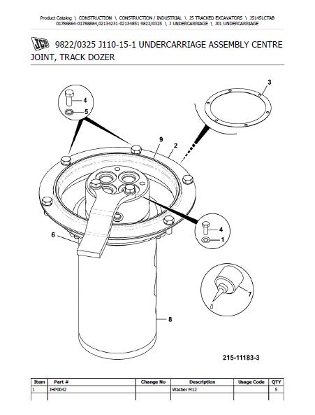 JCB JS145LC TAB TRACKED EXCAVATOR Parts Catalogue Manual (Serial Numbe ...