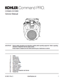 Kohler Command Pro CH940 Horizontal Crankshaft Service Repair Manual