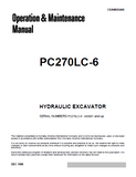 Komatsu PC270LC-6 Hydraulic Excavator operator’s manual SN: A83001 and up