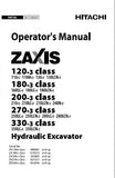 Hitachi 200-3 Class Hydraulic Excavator operator’s manual SN:202803 and up
