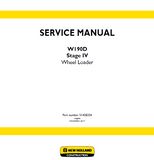 New Holland W190D ZBAR - EH, NEW CAB Tier 4B Wheel Loader Service Repair Manual