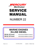 MERCURY MERCRUISER MARINE ENGINE IN-LINE DIESEL D2.8L D-TRONIC Service Repair Manual SN：0K000001 and Above
