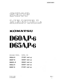 Komatsu D60P-6 Dozer Bulldozer Service Repair Manual S/N 32001 and up