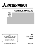 Mitsubishi FG18 Forklift Trucks Service Repair Manual SN: F25B-80009