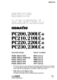 Komatsu PC220, 220LC-6 STD Hydraulic Excavator Service Repair Manual SN：52852 and up
